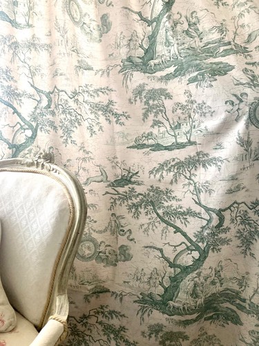 Vintage green toile - vintage,